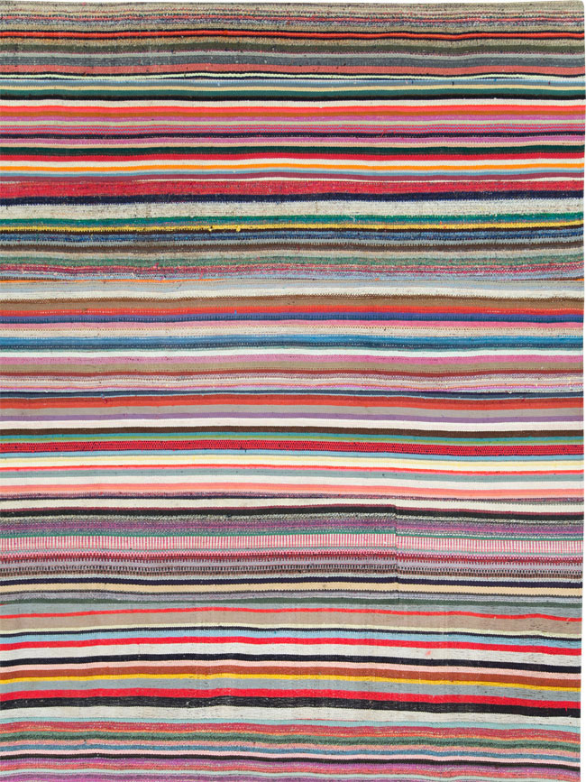 Modern Turkish Flatweave Rug, No.28249 - Staging