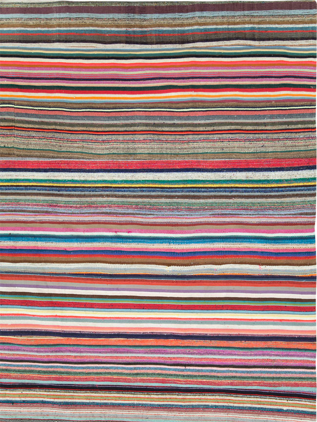 Modern Turkish Flatweave Rug, No.28249 - Staging