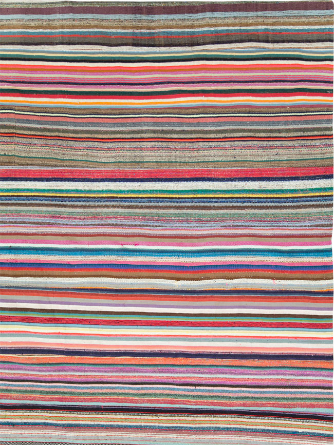 Modern Turkish Flatweave Rug, No.28249 - Staging