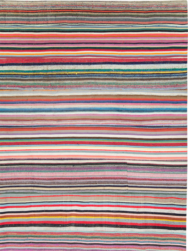 Modern Turkish Flatweave Rug, No.28249 - Staging