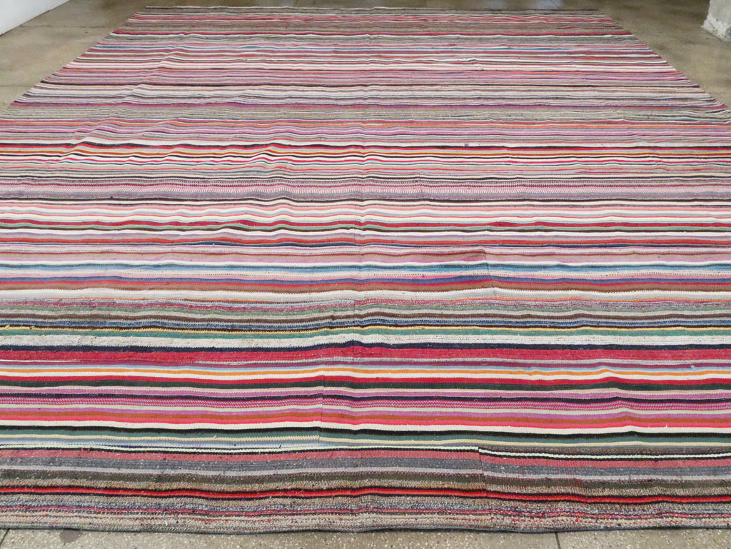 Modern Turkish Flatweave Rug, No.28249 - Staging