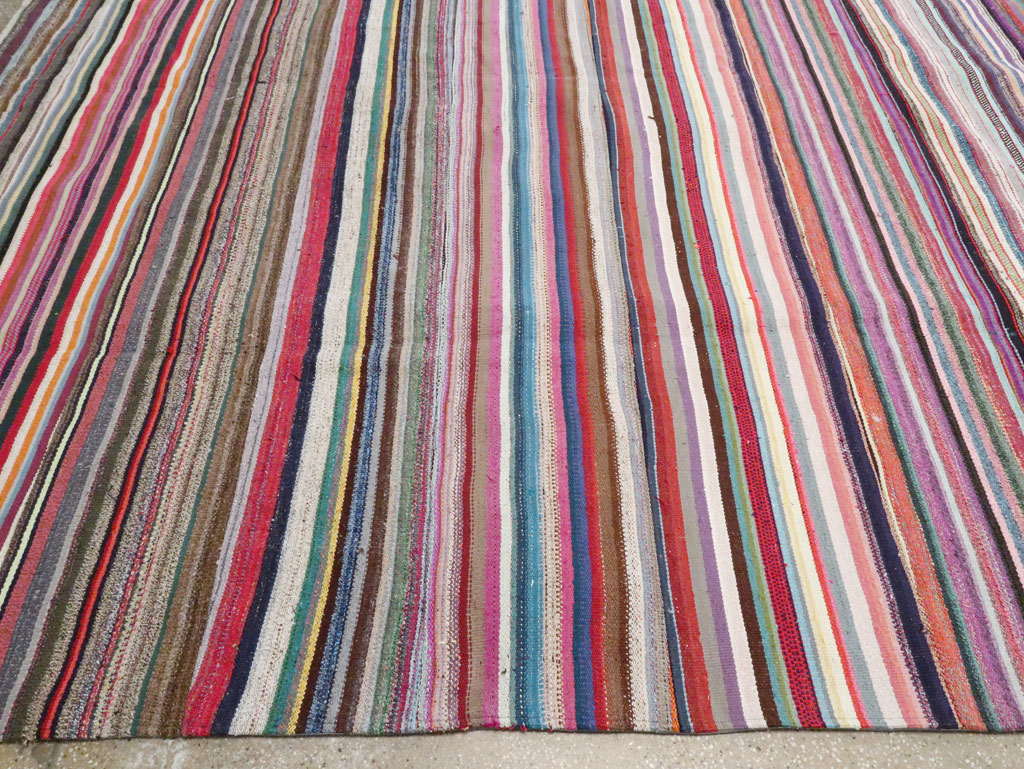 Modern Turkish Flatweave Rug, No.28249 - Staging