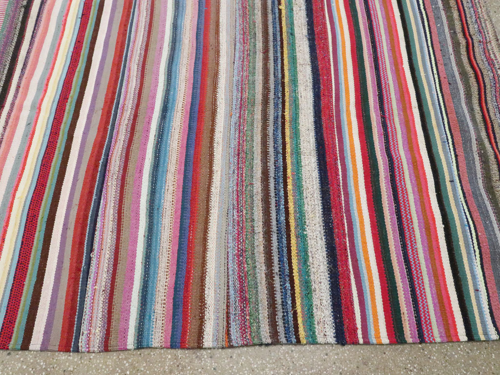 Modern Turkish Flatweave Rug, No.28249 - Staging