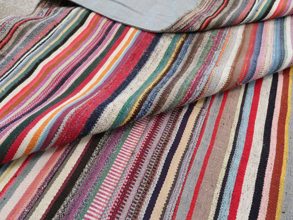 Modern Turkish Flatweave Rug, No.28249 - Staging