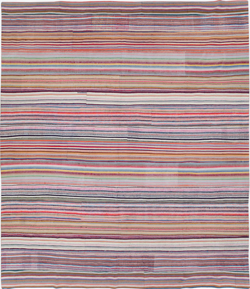 Vintage Turkish Flatweave Large Room Size Carpet, No.28250 - Staging