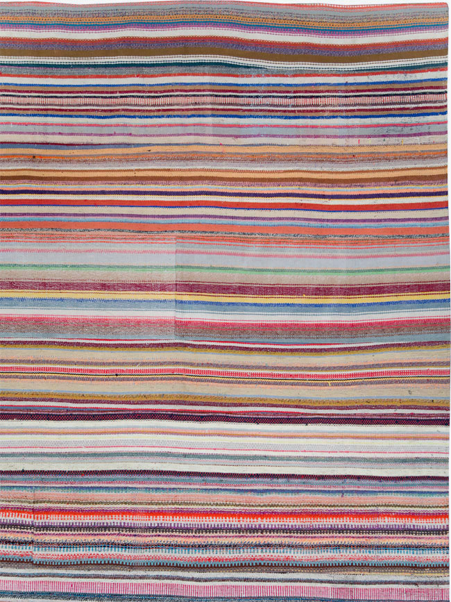 Vintage Turkish Flatweave Large Room Size Carpet, No.28250 - Staging