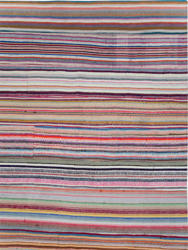 Vintage Turkish Flatweave Large Room Size Carpet, No.28250 - Staging