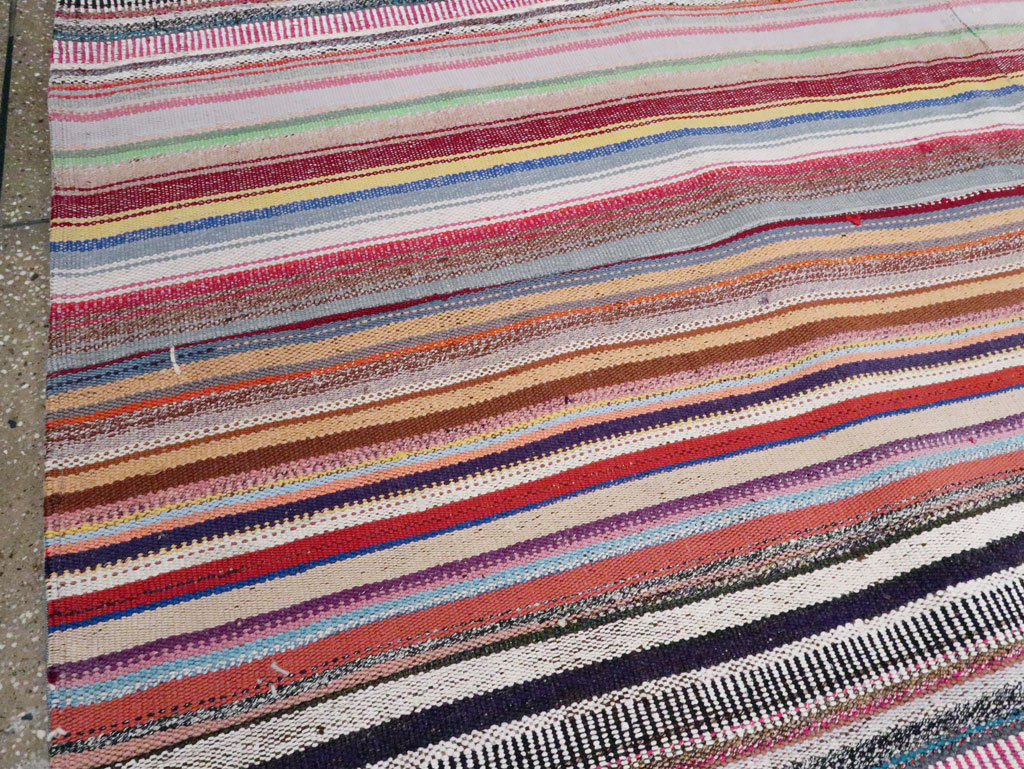 Vintage Turkish Flatweave Large Room Size Carpet, No.28250 - Staging