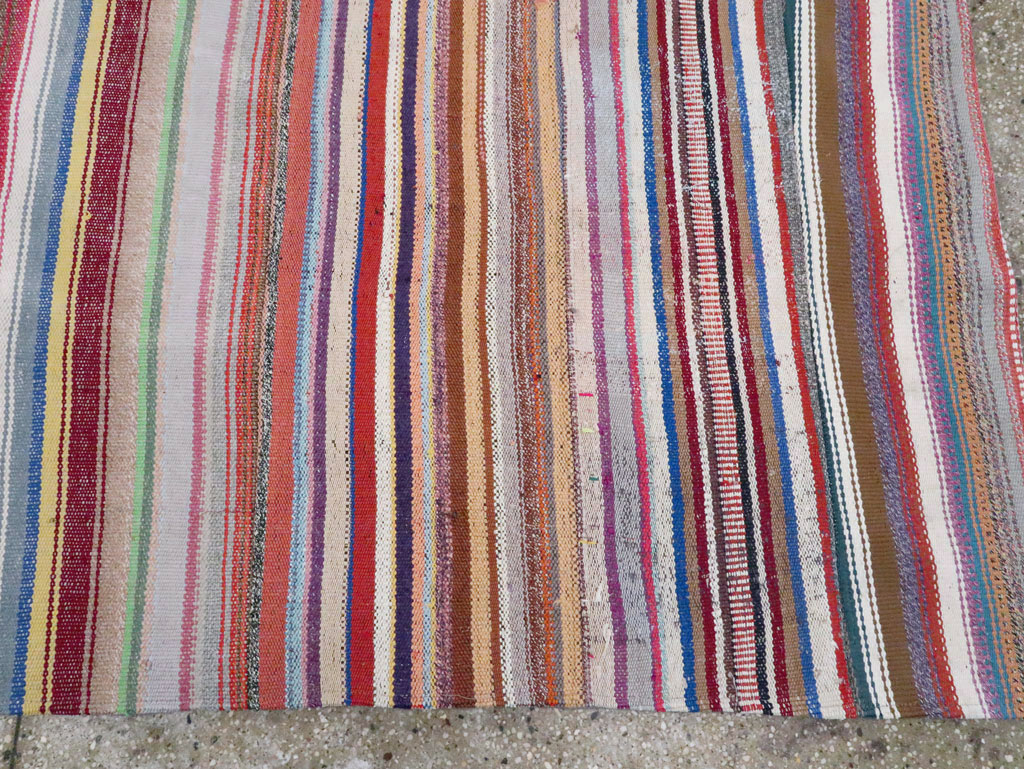 Vintage Turkish Flatweave Large Room Size Carpet, No.28250 - Staging