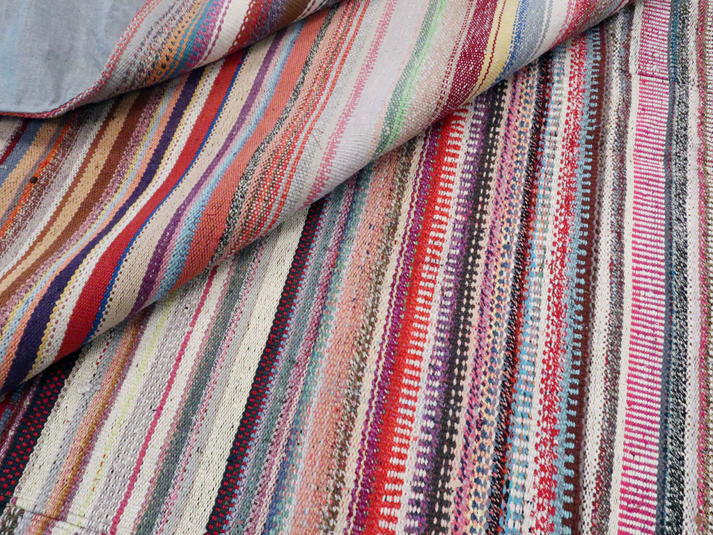 Vintage Turkish Flatweave Large Room Size Carpet, No.28250 - Staging