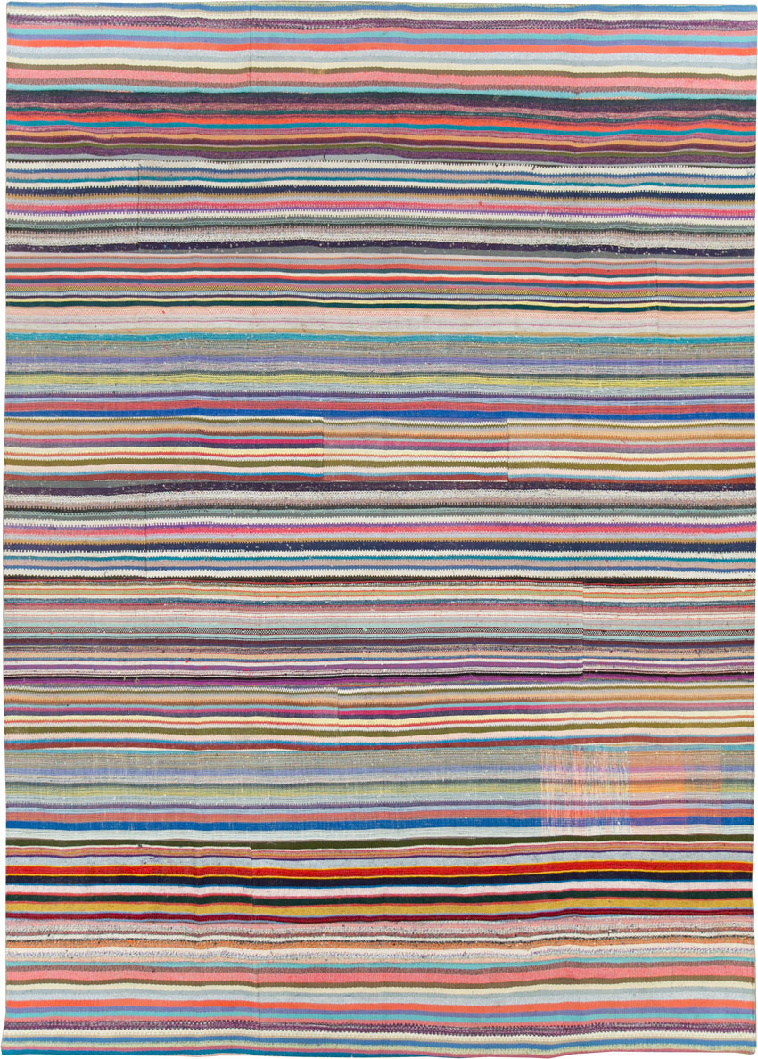 Modern Turkish Flatweave Room Size Carpet, No.28255 - Staging