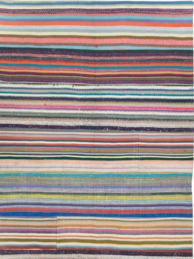 Modern Turkish Flatweave Room Size Carpet, No.28255 - Staging