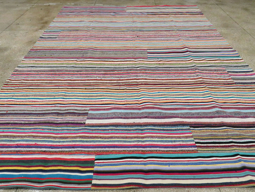 Modern Turkish Flatweave Room Size Carpet, No.28255 - Staging