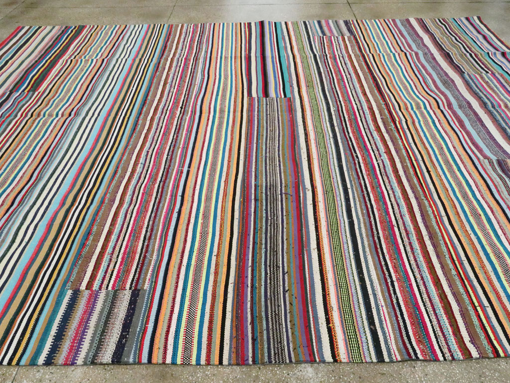 Modern Turkish Flatweave Room Size Carpet, No.28255 - Staging