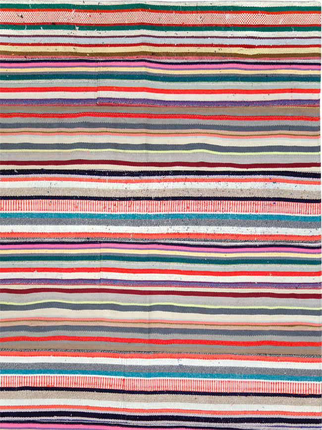 Vintage Turkish Flatweave Room Size Carpet, No.28256 - Staging