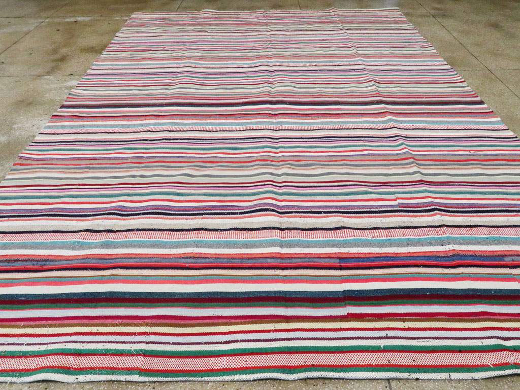 Vintage Turkish Flatweave Room Size Carpet, No.28256 - Staging