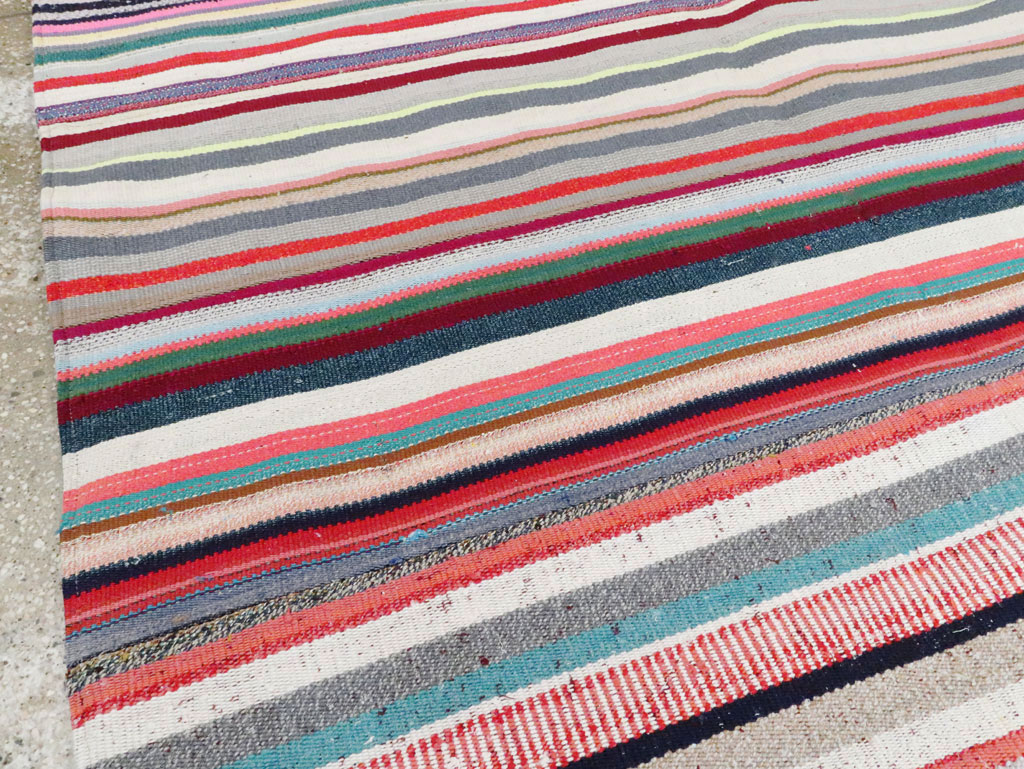 Vintage Turkish Flatweave Room Size Carpet, No.28256 - Staging