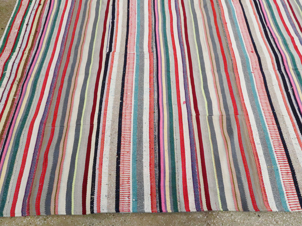 Vintage Turkish Flatweave Room Size Carpet, No.28256 - Staging