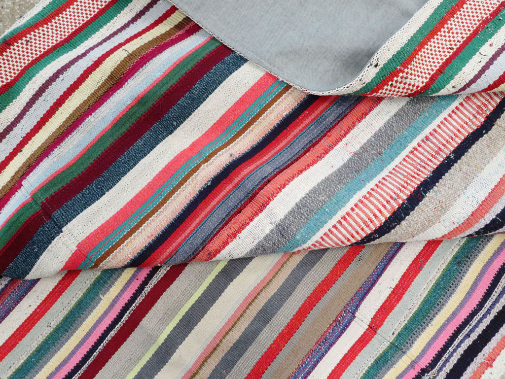 Vintage Turkish Flatweave Room Size Carpet, No.28256 - Staging