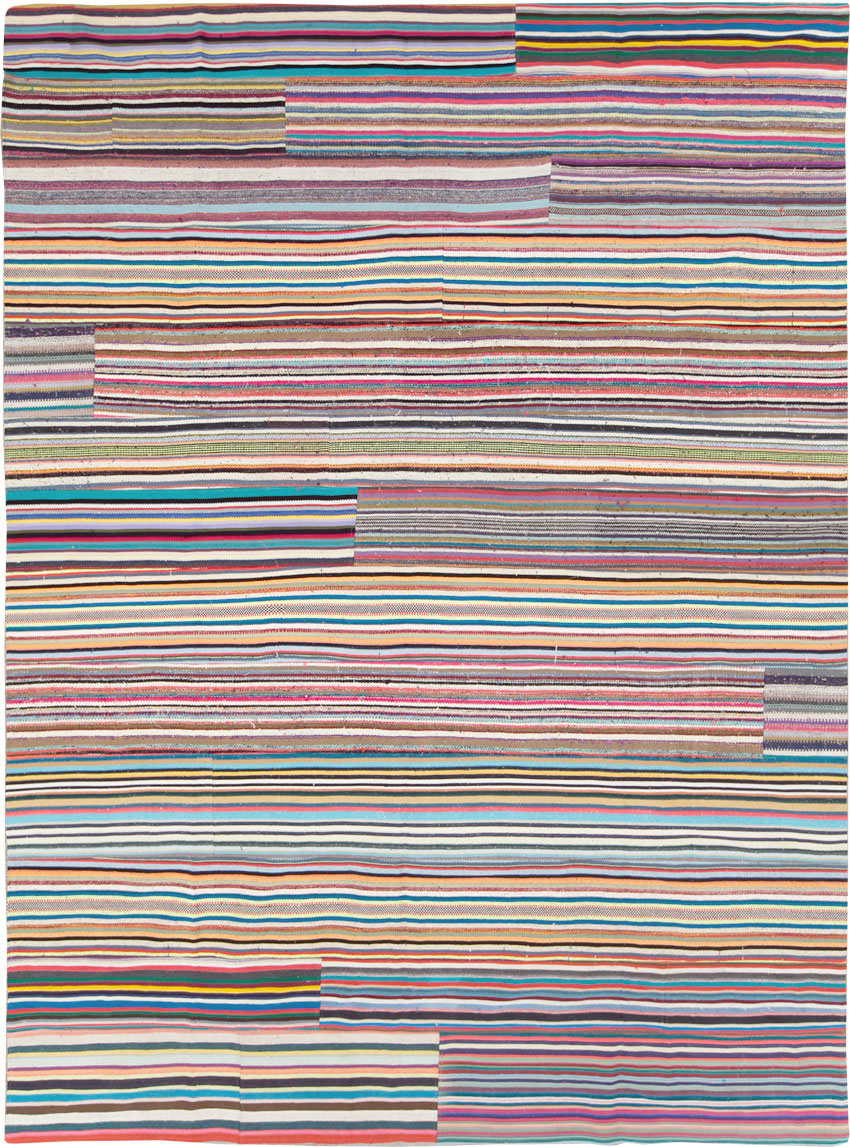 Modern Turkish Flatweave Room Size Carpet, No.28257 - Staging