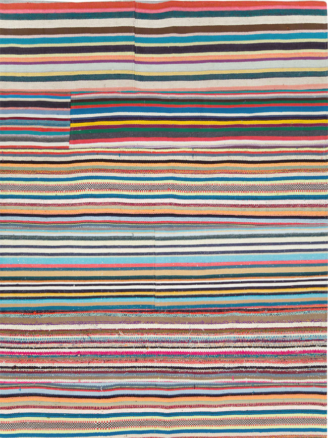 Modern Turkish Flatweave Room Size Carpet, No.28257 - Staging