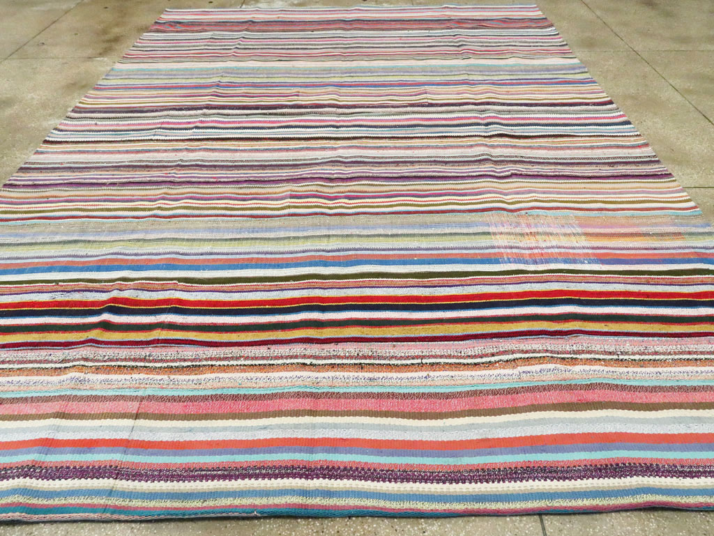 Modern Turkish Flatweave Room Size Carpet, No.28257 - Staging