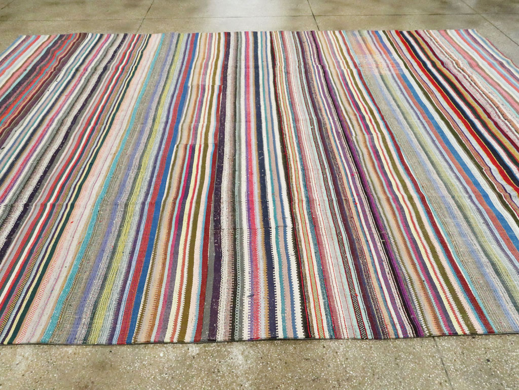 Modern Turkish Flatweave Room Size Carpet, No.28257 - Staging