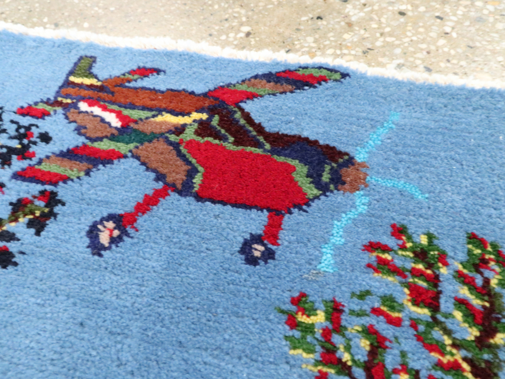 Vintage Persian Hamadan Pictorial Rug, No.28264 - Staging