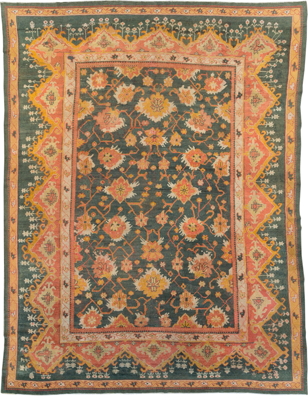Antique Turkish Oushak Carpet, No.28266 - Staging