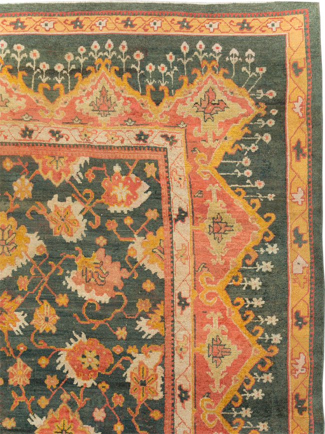 Antique Turkish Oushak Carpet, No.28266 - Staging