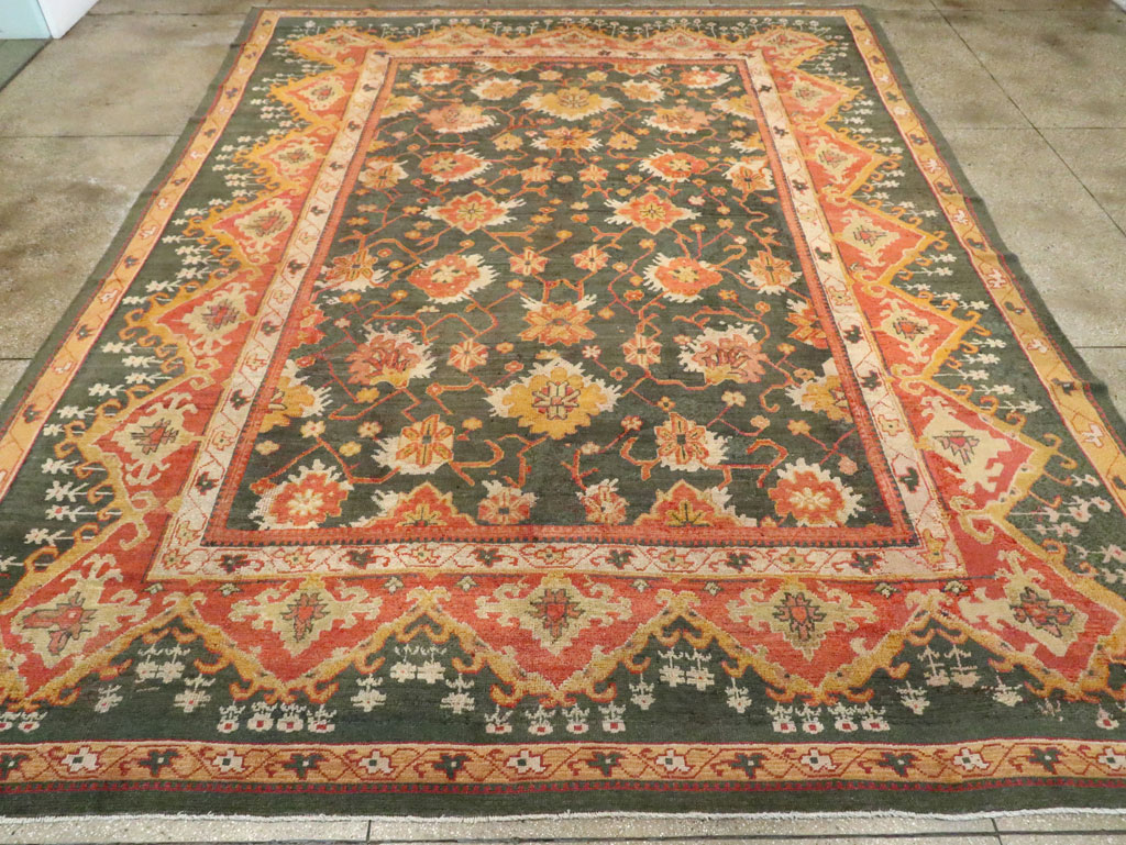 Antique Turkish Oushak Carpet, No.28266 - Staging