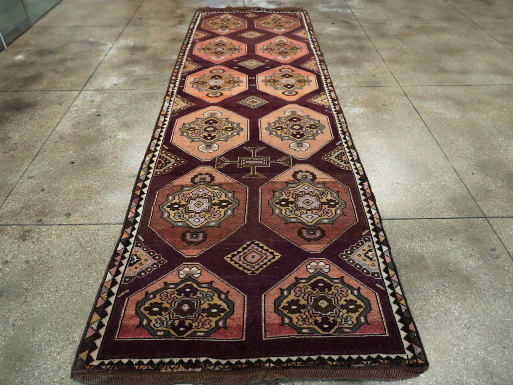 Vintage Turkish Anatolian Long Gallery Carpet, No.28269 - Staging