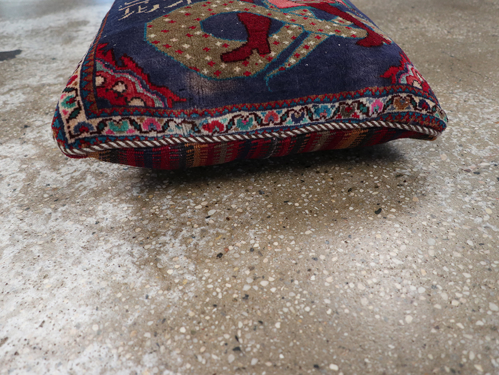 Vintage Persian Hamadan Pictorial Pillow, No.28292 - Staging