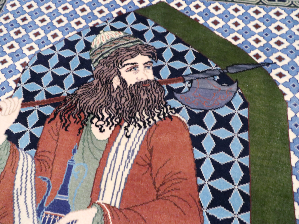 Vintage Persian Tabriz Pictorial Rug, No.28297 - Staging