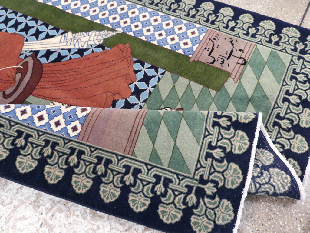 Vintage Persian Tabriz Pictorial Rug, No.28297 - Staging