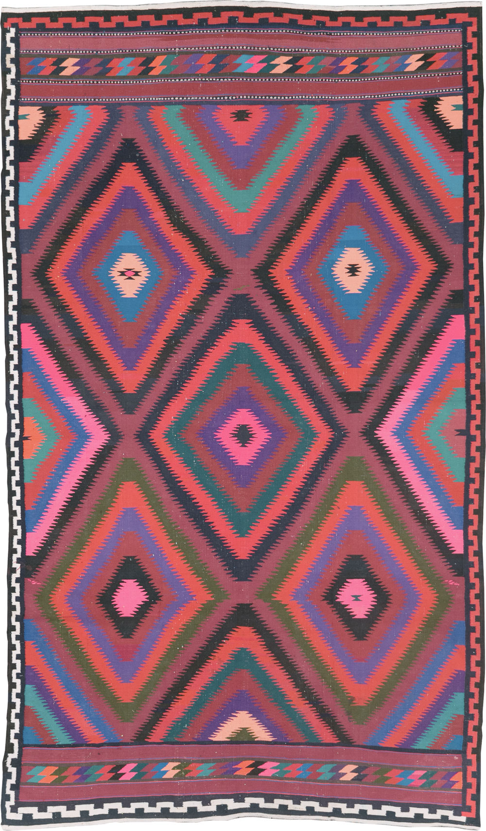 Vintage Persian Flatweave Kilim Accent Rug, No.28299 - Staging