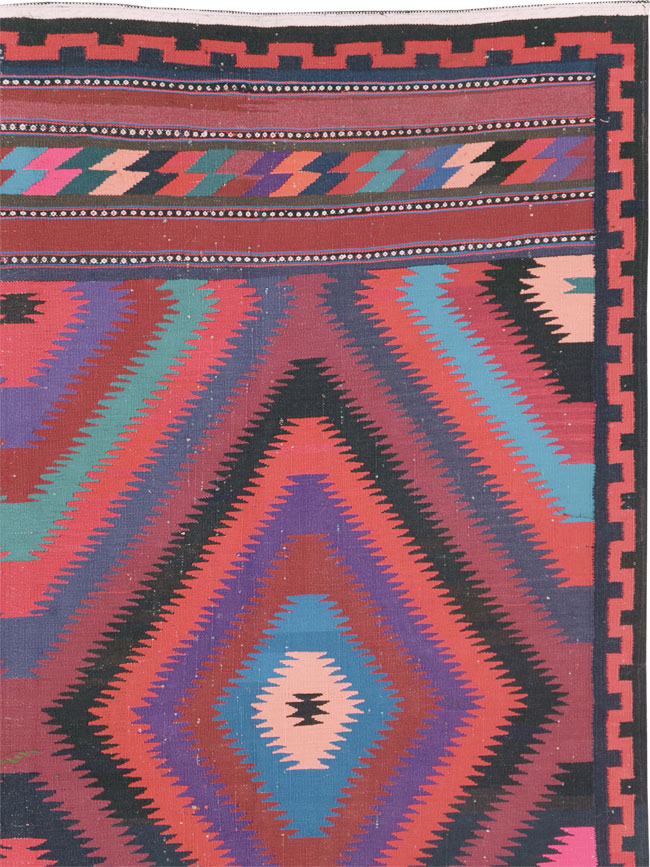 Vintage Persian Flatweave Kilim Accent Rug, No.28299 - Staging