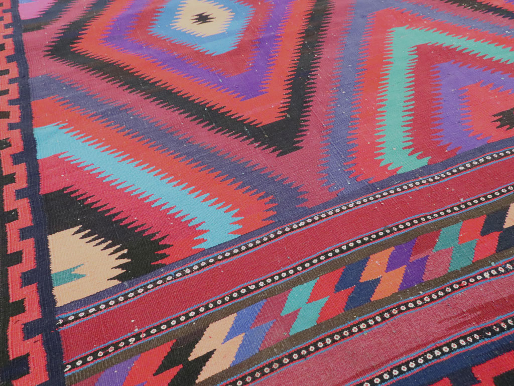 Vintage Persian Flatweave Kilim Accent Rug, No.28299 - Staging