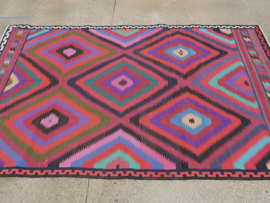 Vintage Persian Flatweave Kilim Accent Rug, No.28299 - Staging