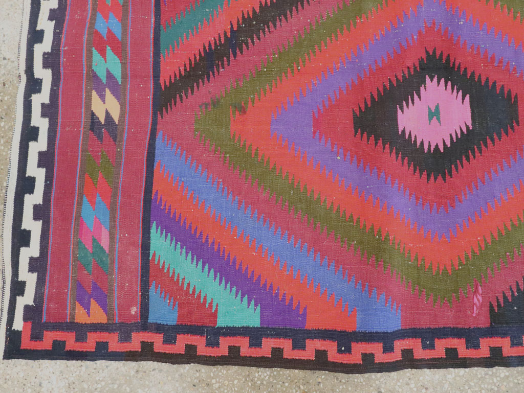 Vintage Persian Flatweave Kilim Accent Rug, No.28299 - Staging