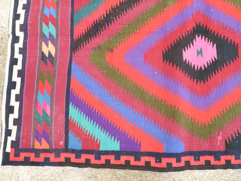 Vintage Persian Flatweave Kilim Accent Rug, No.28299 - Staging