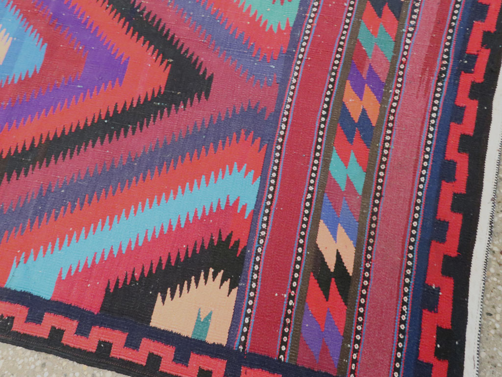 Vintage Persian Flatweave Kilim Accent Rug, No.28299 - Staging