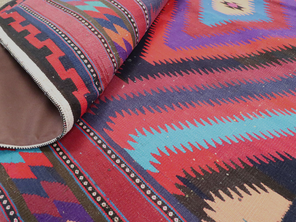 Vintage Persian Flatweave Kilim Accent Rug, No.28299 - Staging