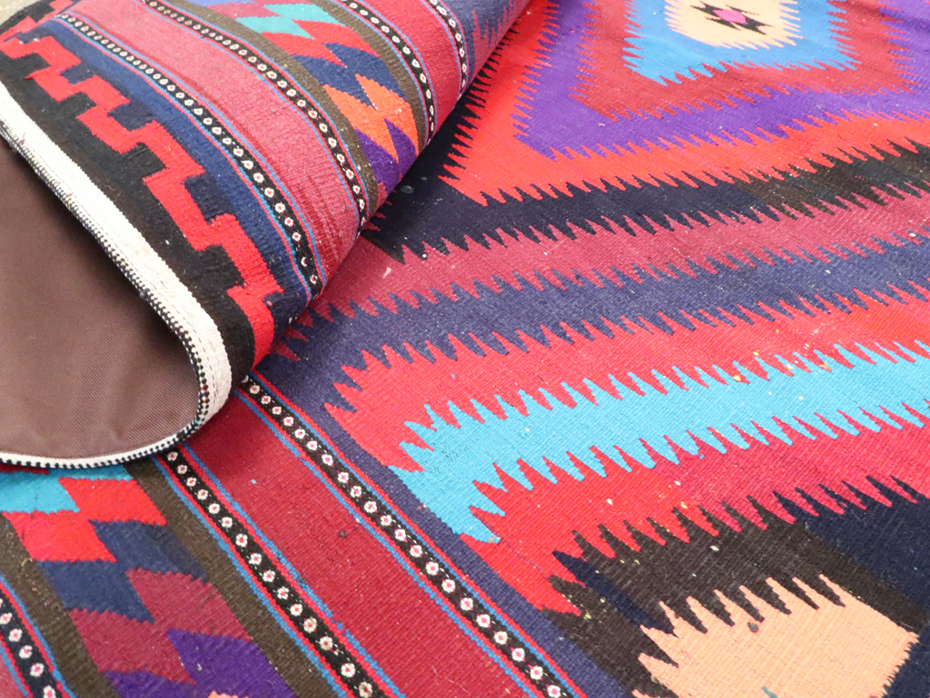 Vintage Persian Flatweave Kilim Accent Rug, No.28299 - Staging