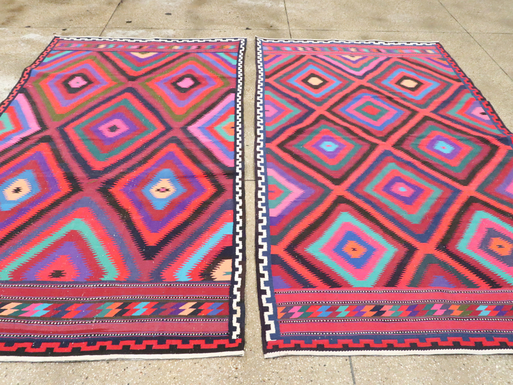 Vintage Persian Flatweave Kilim Accent Rug, No.28299 - Staging