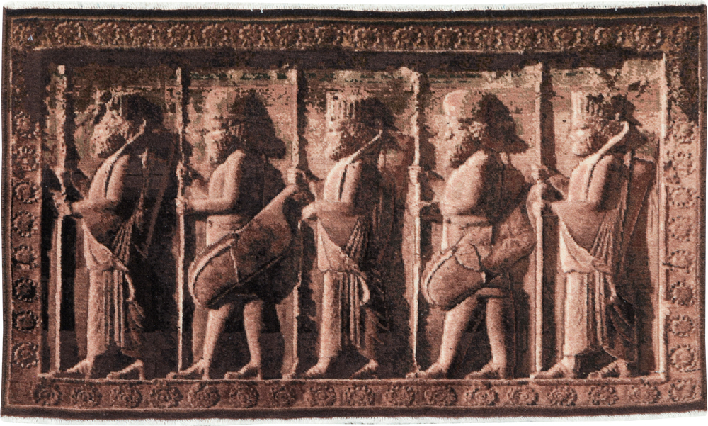 Vintage Persian Tabriz Pictorial Rug, No.28312 - Staging