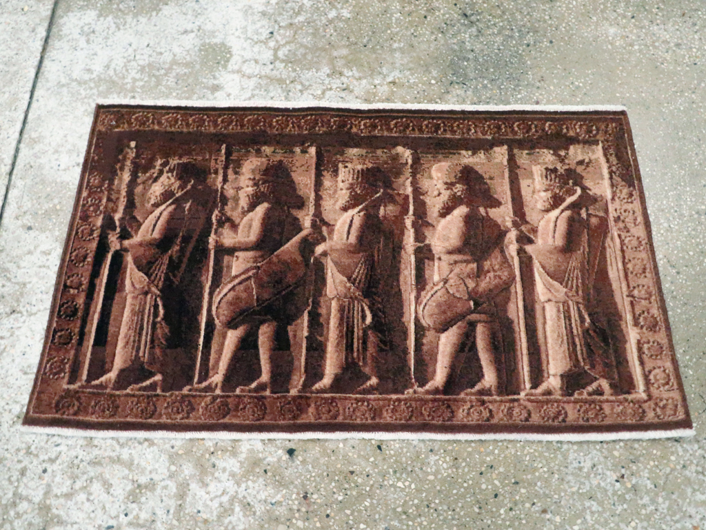 Vintage Persian Tabriz Pictorial Rug, No.28312 - Staging