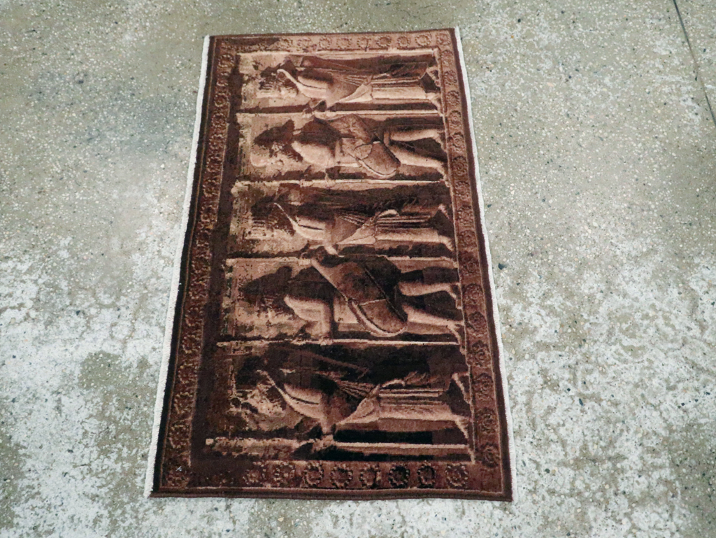 Vintage Persian Tabriz Pictorial Rug, No.28312 - Staging