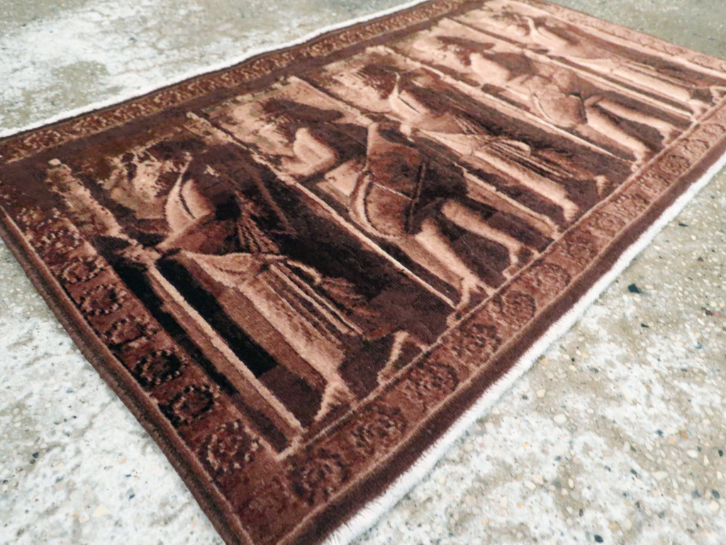 Vintage Persian Tabriz Pictorial Rug, No.28312 - Staging