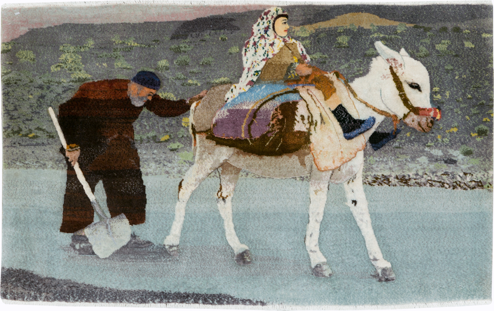 Vintage Pictorial Tabriz Rug, No.28313 - Staging